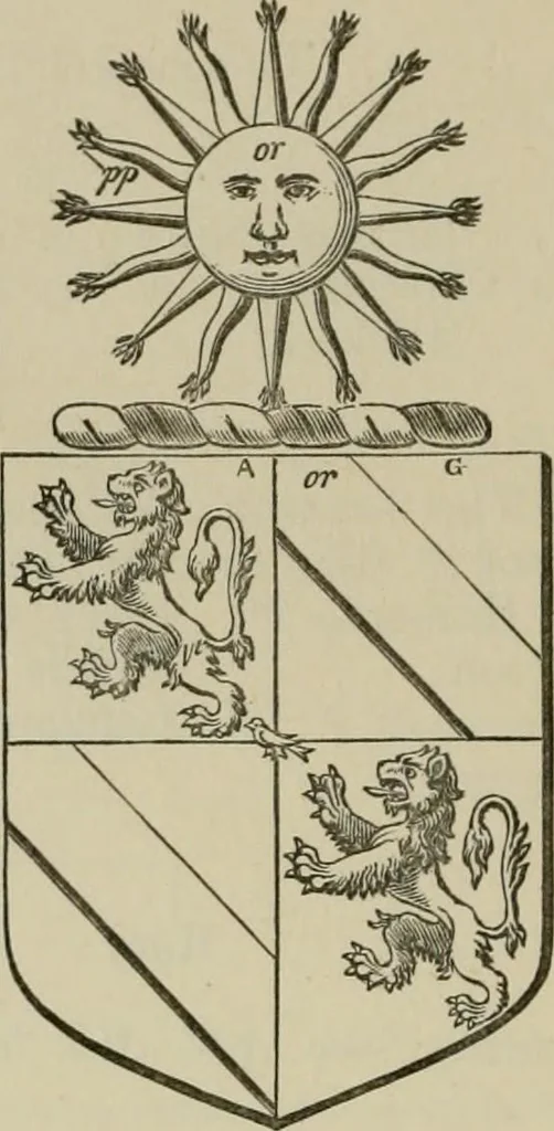 An illustration from The visitation of London : anno Domini 1633, 1634, and 1635. Made by Sr. Henry St. George, kt., Richmond herald, and deputy and marshal to Sr. Richard St. George, kt., Clarencieux king of armes, 1880, leaf 473