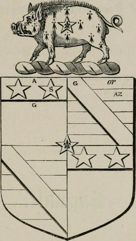 An illustration from The visitation of London : anno Domini 1633, 1634, and 1635. Made by Sr. Henry St. George, kt., Richmond herald, and deputy and marshal to Sr. Richard St. George, kt., Clarencieux king of armes, 1880, leaf 48
