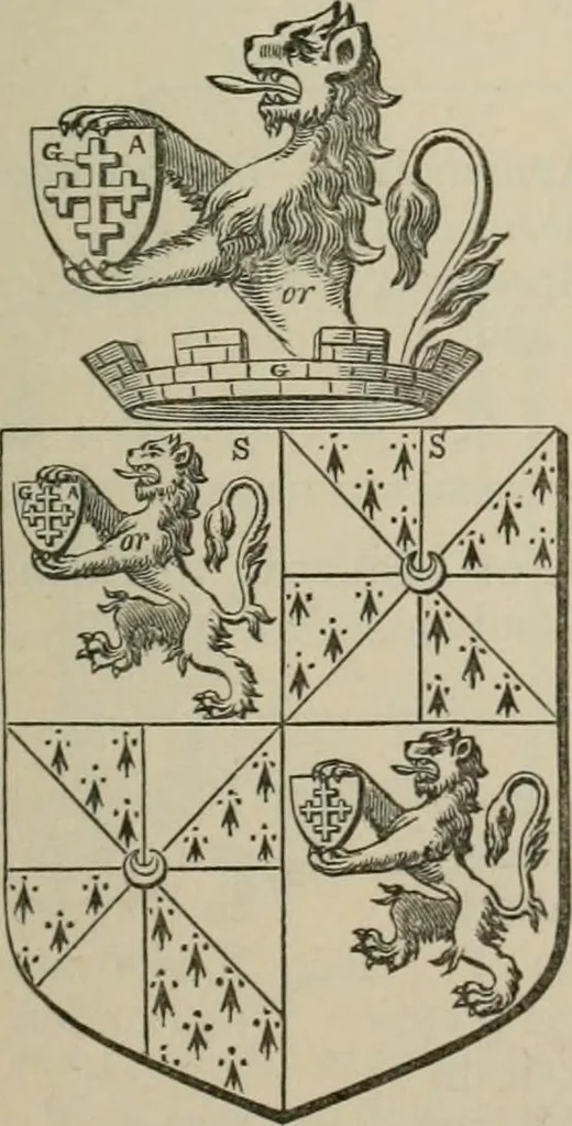 An illustration from The visitation of London : anno Domini 1633, 1634, and 1635. Made by Sr. Henry St. George, kt., Richmond herald, and deputy and marshal to Sr. Richard St. George, kt., Clarencieux king of armes, 1880, leaf 480