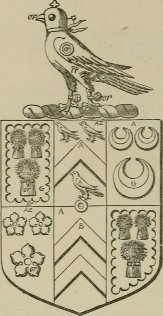 An illustration from The visitation of London : anno Domini 1633, 1634, and 1635. Made by Sr. Henry St. George, kt., Richmond herald, and deputy and marshal to Sr. Richard St. George, kt., Clarencieux king of armes, 1880, leaf 481