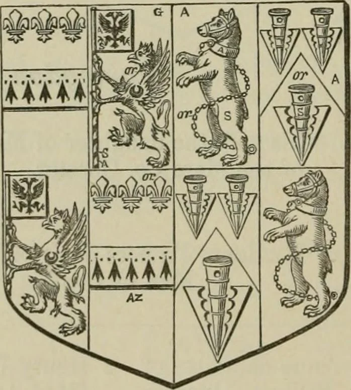 An illustration from The visitation of London : anno Domini 1633, 1634, and 1635. Made by Sr. Henry St. George, kt., Richmond herald, and deputy and marshal to Sr. Richard St. George, kt., Clarencieux king of armes, 1880, leaf 483