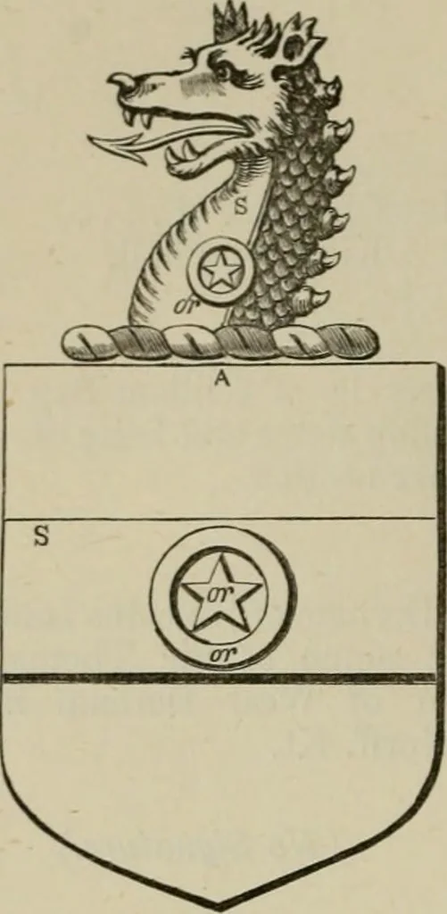 An illustration from The visitation of London : anno Domini 1633, 1634, and 1635. Made by Sr. Henry St. George, kt., Richmond herald, and deputy and marshal to Sr. Richard St. George, kt., Clarencieux king of armes, 1880, leaf 485