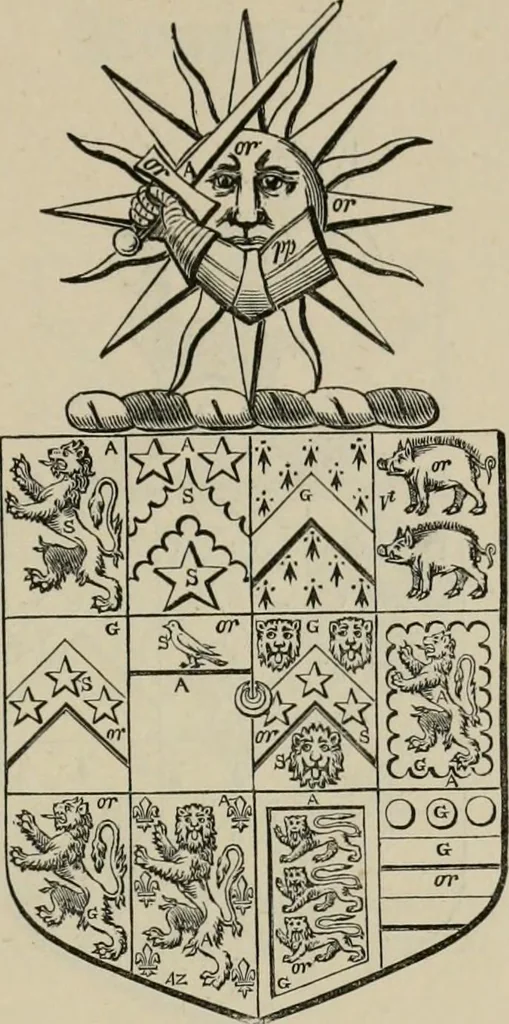 An illustration from The visitation of London : anno Domini 1633, 1634, and 1635. Made by Sr. Henry St. George, kt., Richmond herald, and deputy and marshal to Sr. Richard St. George, kt., Clarencieux king of armes, 1880, leaf 492