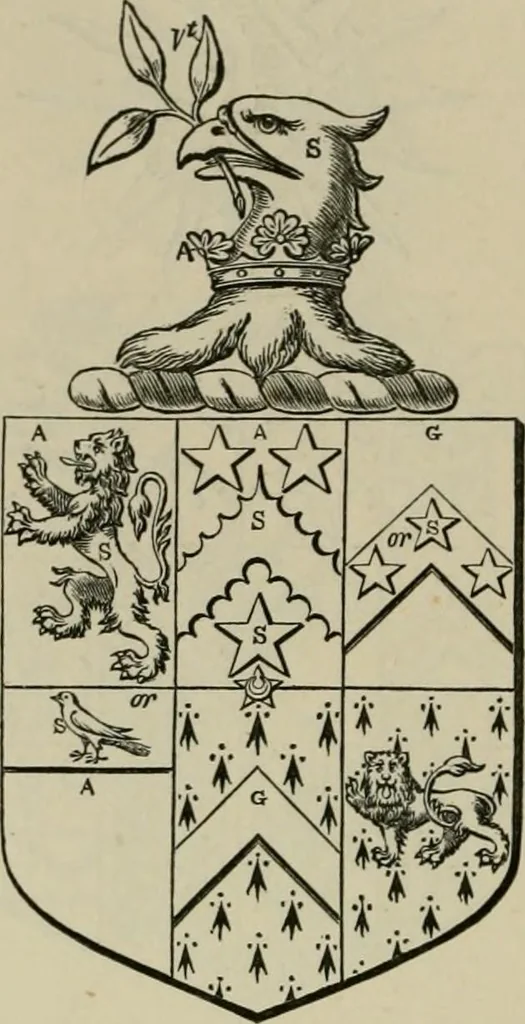 An illustration from The visitation of London : anno Domini 1633, 1634, and 1635. Made by Sr. Henry St. George, kt., Richmond herald, and deputy and marshal to Sr. Richard St. George, kt., Clarencieux king of armes, 1880, leaf 493