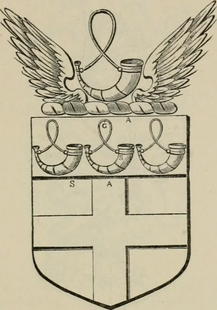 An illustration from The visitation of London : anno Domini 1633, 1634, and 1635. Made by Sr. Henry St. George, kt., Richmond herald, and deputy and marshal to Sr. Richard St. George, kt., Clarencieux king of armes, 1880, leaf 502
