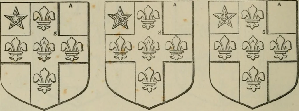 An illustration from The visitation of London : anno Domini 1633, 1634, and 1635. Made by Sr. Henry St. George, kt., Richmond herald, and deputy and marshal to Sr. Richard St. George, kt., Clarencieux king of armes, 1880, leaf 517