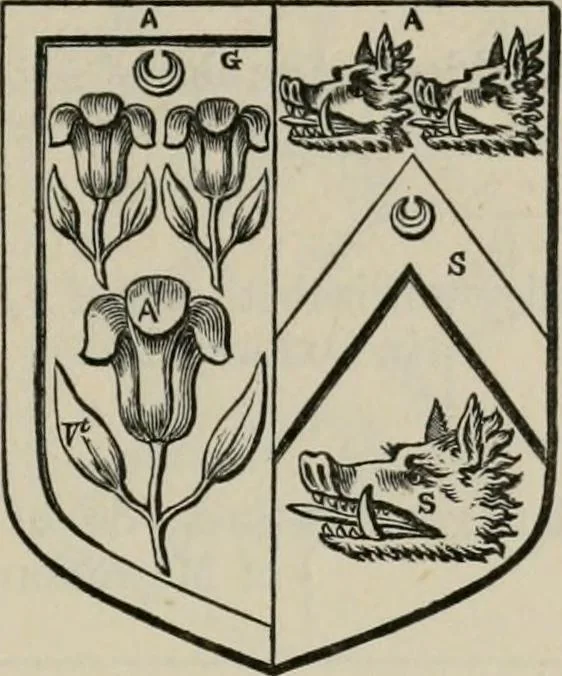 An illustration from The visitation of London : anno Domini 1633, 1634, and 1635. Made by Sr. Henry St. George, kt., Richmond herald, and deputy and marshal to Sr. Richard St. George, kt., Clarencieux king of armes, 1880, leaf 522