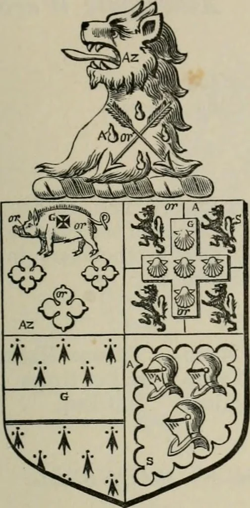 An illustration from The visitation of London : anno Domini 1633, 1634, and 1635. Made by Sr. Henry St. George, kt., Richmond herald, and deputy and marshal to Sr. Richard St. George, kt., Clarencieux king of armes, 1880, leaf 544
