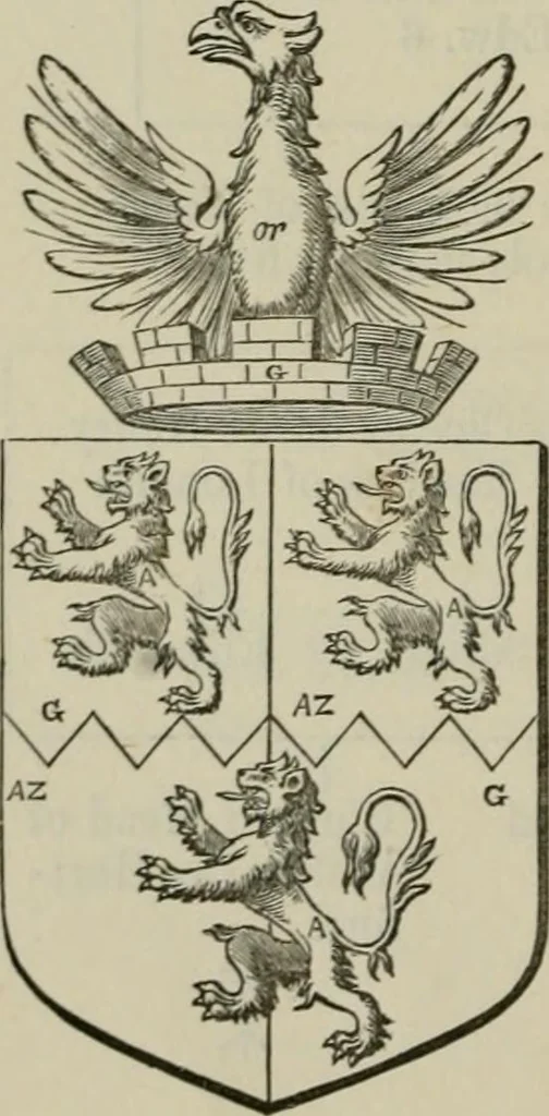 An illustration from The visitation of London : anno Domini 1633, 1634, and 1635. Made by Sr. Henry St. George, kt., Richmond herald, and deputy and marshal to Sr. Richard St. George, kt., Clarencieux king of armes, 1880, leaf 549