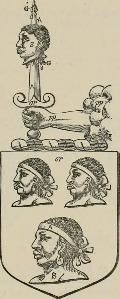 An illustration from The visitation of London : anno Domini 1633, 1634, and 1635. Made by Sr. Henry St. George, kt., Richmond herald, and deputy and marshal to Sr. Richard St. George, kt., Clarencieux king of armes, 1880, leaf 554