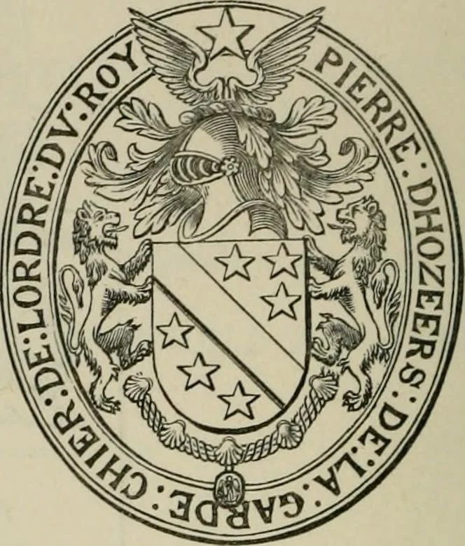 An illustration from The visitation of London : anno Domini 1633, 1634, and 1635. Made by Sr. Henry St. George, kt., Richmond herald, and deputy and marshal to Sr. Richard St. George, kt., Clarencieux king of armes, 1880, leaf 555