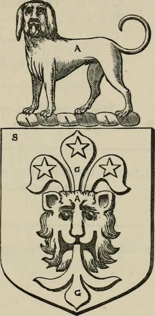 An illustration from The visitation of London : anno Domini 1633, 1634, and 1635. Made by Sr. Henry St. George, kt., Richmond herald, and deputy and marshal to Sr. Richard St. George, kt., Clarencieux king of armes, 1880, leaf 566