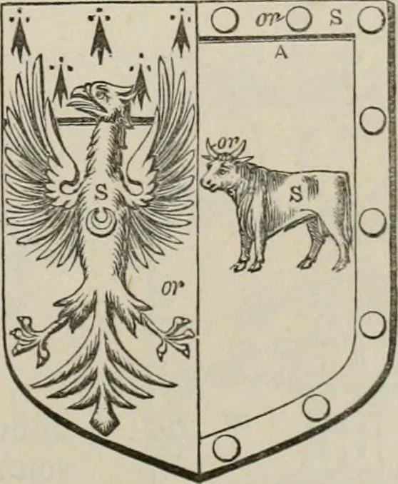 An illustration from The visitation of London : anno Domini 1633, 1634, and 1635. Made by Sr. Henry St. George, kt., Richmond herald, and deputy and marshal to Sr. Richard St. George, kt., Clarencieux king of armes, 1880, leaf 572