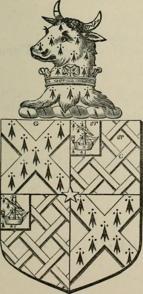 An illustration from The visitation of London : anno Domini 1633, 1634, and 1635. Made by Sr. Henry St. George, kt., Richmond herald, and deputy and marshal to Sr. Richard St. George, kt., Clarencieux king of armes, 1880, leaf 576