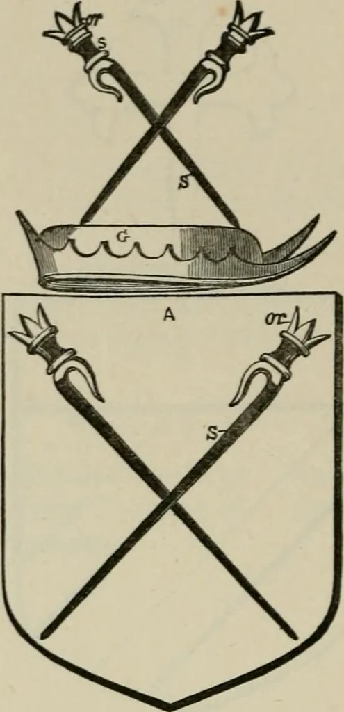 An illustration from The visitation of London : anno Domini 1633, 1634, and 1635. Made by Sr. Henry St. George, kt., Richmond herald, and deputy and marshal to Sr. Richard St. George, kt., Clarencieux king of armes, 1880, leaf 579