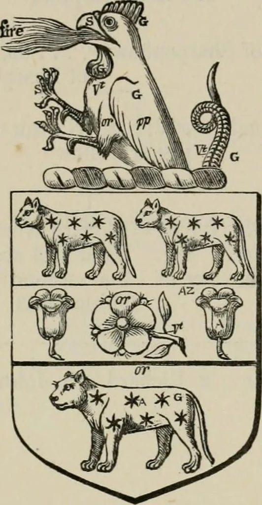 An illustration from The visitation of London : anno Domini 1633, 1634, and 1635. Made by Sr. Henry St. George, kt., Richmond herald, and deputy and marshal to Sr. Richard St. George, kt., Clarencieux king of armes, 1880, leaf 582