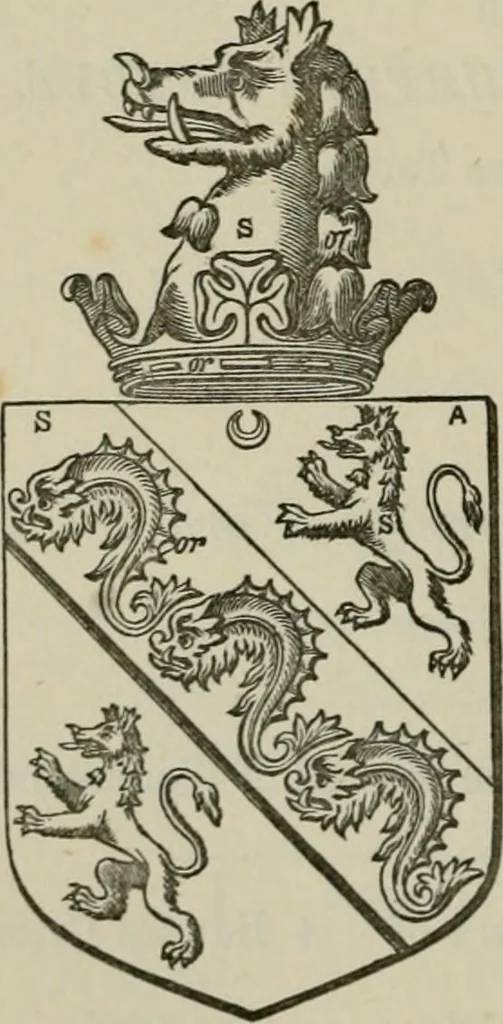 An illustration from The visitation of London : anno Domini 1633, 1634, and 1635. Made by Sr. Henry St. George, kt., Richmond herald, and deputy and marshal to Sr. Richard St. George, kt., Clarencieux king of armes, 1880, leaf 587