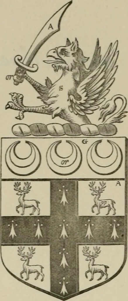 An illustration from The visitation of London : anno Domini 1633, 1634, and 1635. Made by Sr. Henry St. George, kt., Richmond herald, and deputy and marshal to Sr. Richard St. George, kt., Clarencieux king of armes, 1880, leaf 599