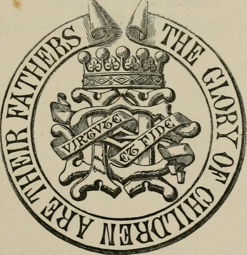 An illustration from The visitation of London : anno Domini 1633, 1634, and 1635. Made by Sr. Henry St. George, kt., Richmond herald, and deputy and marshal to Sr. Richard St. George, kt., Clarencieux king of armes, 1880, leaf 6