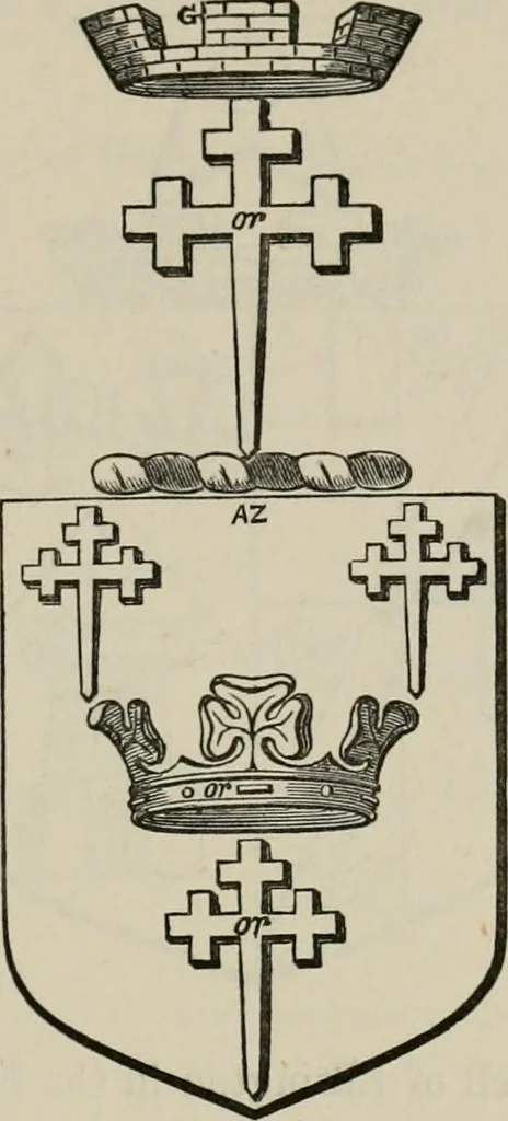 An illustration from The visitation of London : anno Domini 1633, 1634, and 1635. Made by Sr. Henry St. George, kt., Richmond herald, and deputy and marshal to Sr. Richard St. George, kt., Clarencieux king of armes, 1880, leaf 604