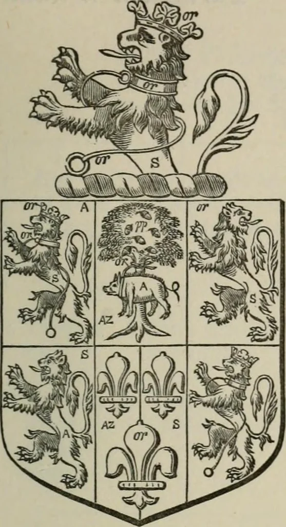 An illustration from The visitation of London : anno Domini 1633, 1634, and 1635. Made by Sr. Henry St. George, kt., Richmond herald, and deputy and marshal to Sr. Richard St. George, kt., Clarencieux king of armes, 1880, leaf 614