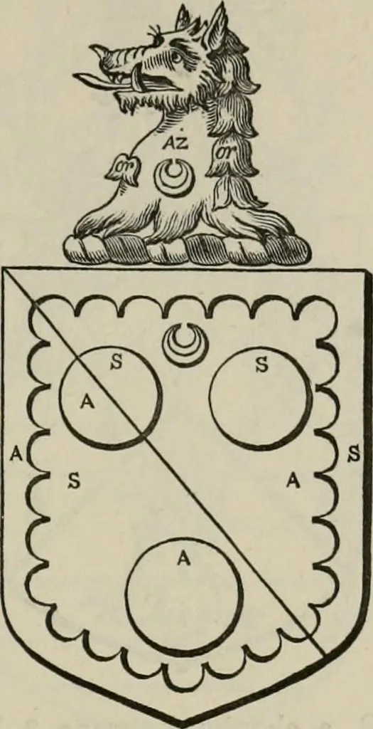An illustration from The visitation of London : anno Domini 1633, 1634, and 1635. Made by Sr. Henry St. George, kt., Richmond herald, and deputy and marshal to Sr. Richard St. George, kt., Clarencieux king of armes, 1880, leaf 620