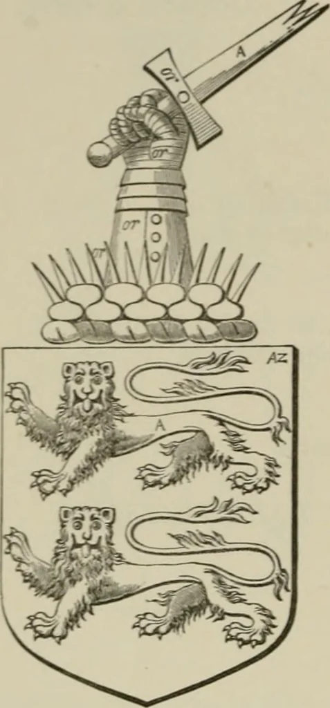 An illustration from The visitation of London : anno Domini 1633, 1634, and 1635. Made by Sr. Henry St. George, kt., Richmond herald, and deputy and marshal to Sr. Richard St. George, kt., Clarencieux king of armes, 1880, leaf 63