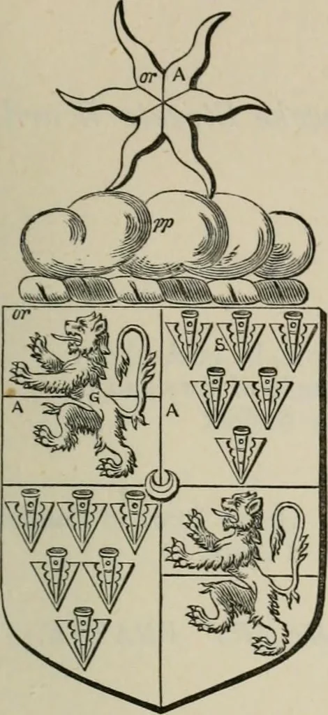 An illustration from The visitation of London : anno Domini 1633, 1634, and 1635. Made by Sr. Henry St. George, kt., Richmond herald, and deputy and marshal to Sr. Richard St. George, kt., Clarencieux king of armes, 1880, leaf 630