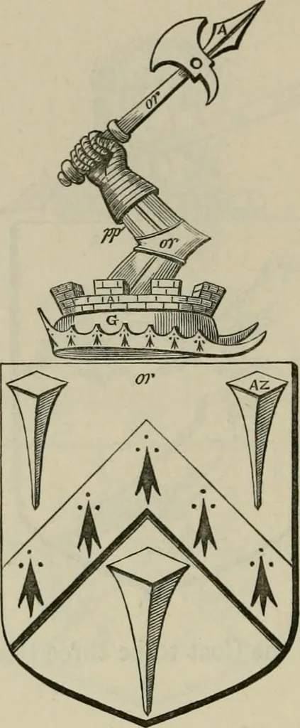 An illustration from The visitation of London : anno Domini 1633, 1634, and 1635. Made by Sr. Henry St. George, kt., Richmond herald, and deputy and marshal to Sr. Richard St. George, kt., Clarencieux king of armes, 1880, leaf 635