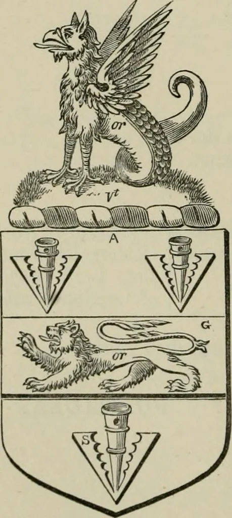 An illustration from The visitation of London : anno Domini 1633, 1634, and 1635. Made by Sr. Henry St. George, kt., Richmond herald, and deputy and marshal to Sr. Richard St. George, kt., Clarencieux king of armes, 1880, leaf 643