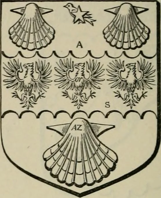 An illustration from The visitation of London : anno Domini 1633, 1634, and 1635. Made by Sr. Henry St. George, kt., Richmond herald, and deputy and marshal to Sr. Richard St. George, kt., Clarencieux king of armes, 1880, leaf 649