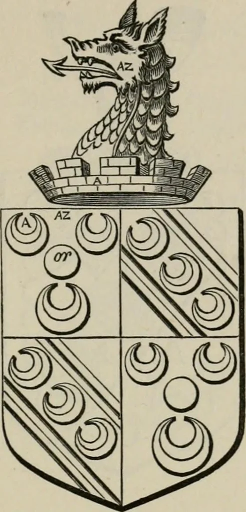 An illustration from The visitation of London : anno Domini 1633, 1634, and 1635. Made by Sr. Henry St. George, kt., Richmond herald, and deputy and marshal to Sr. Richard St. George, kt., Clarencieux king of armes, 1880, leaf 650