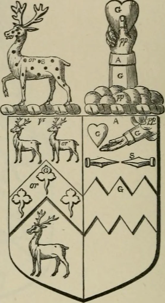 An illustration from The visitation of London : anno Domini 1633, 1634, and 1635. Made by Sr. Henry St. George, kt., Richmond herald, and deputy and marshal to Sr. Richard St. George, kt., Clarencieux king of armes, 1880, leaf 661