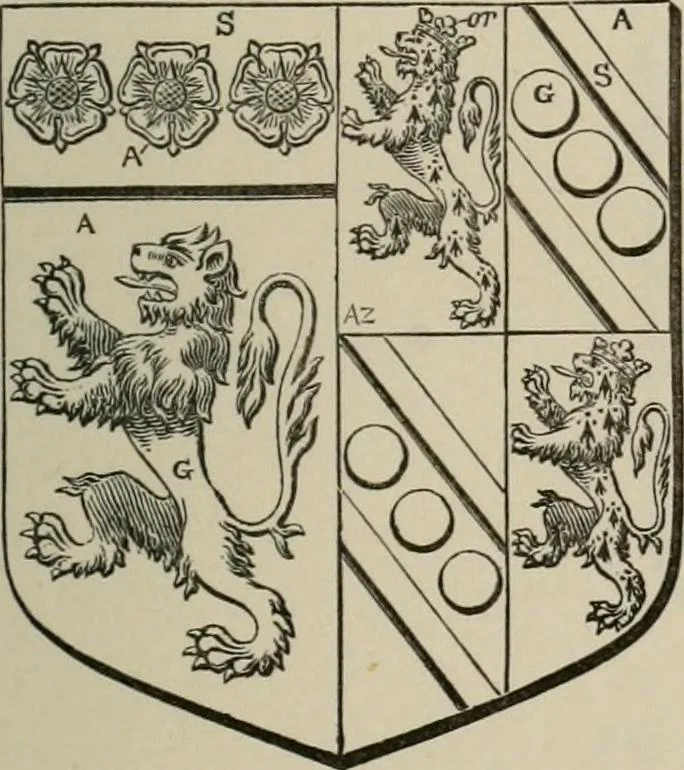 An illustration from The visitation of London : anno Domini 1633, 1634, and 1635. Made by Sr. Henry St. George, kt., Richmond herald, and deputy and marshal to Sr. Richard St. George, kt., Clarencieux king of armes, 1880, leaf 672