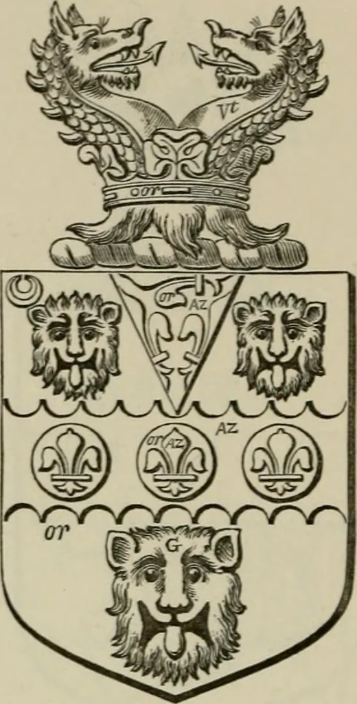 An illustration from The visitation of London : anno Domini 1633, 1634, and 1635. Made by Sr. Henry St. George, kt., Richmond herald, and deputy and marshal to Sr. Richard St. George, kt., Clarencieux king of armes, 1880, leaf 675