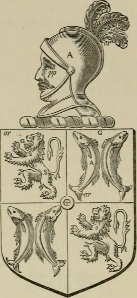 An illustration from The visitation of London : anno Domini 1633, 1634, and 1635. Made by Sr. Henry St. George, kt., Richmond herald, and deputy and marshal to Sr. Richard St. George, kt., Clarencieux king of armes, 1880, leaf 679