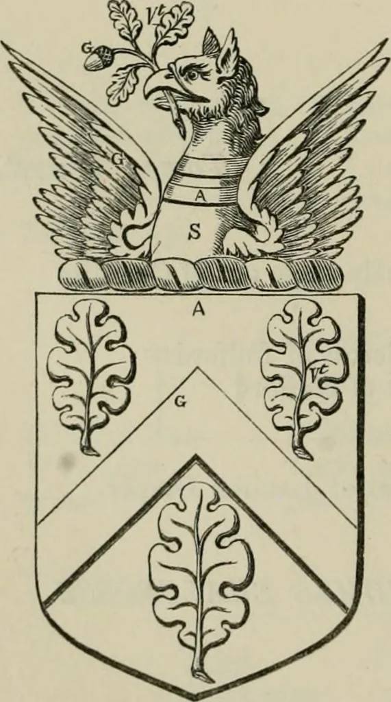 An illustration from The visitation of London : anno Domini 1633, 1634, and 1635. Made by Sr. Henry St. George, kt., Richmond herald, and deputy and marshal to Sr. Richard St. George, kt., Clarencieux king of armes, 1880, leaf 687