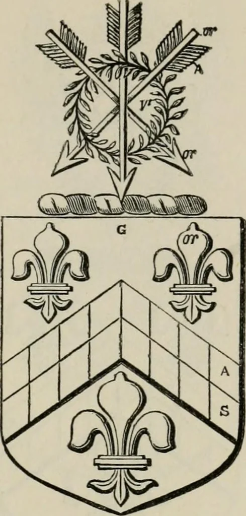 An illustration from The visitation of London : anno Domini 1633, 1634, and 1635. Made by Sr. Henry St. George, kt., Richmond herald, and deputy and marshal to Sr. Richard St. George, kt., Clarencieux king of armes, 1880, leaf 690