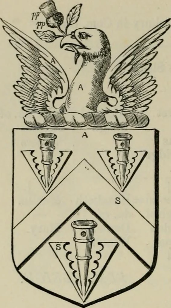 An illustration from The visitation of London : anno Domini 1633, 1634, and 1635. Made by Sr. Henry St. George, kt., Richmond herald, and deputy and marshal to Sr. Richard St. George, kt., Clarencieux king of armes, 1880, leaf 695