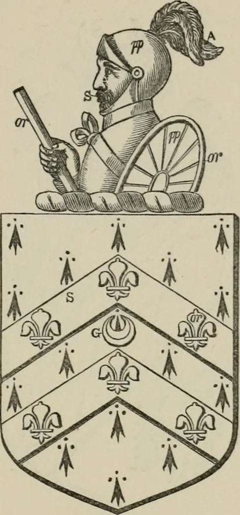 An illustration from The visitation of London : anno Domini 1633, 1634, and 1635. Made by Sr. Henry St. George, kt., Richmond herald, and deputy and marshal to Sr. Richard St. George, kt., Clarencieux king of armes, 1880, leaf 696