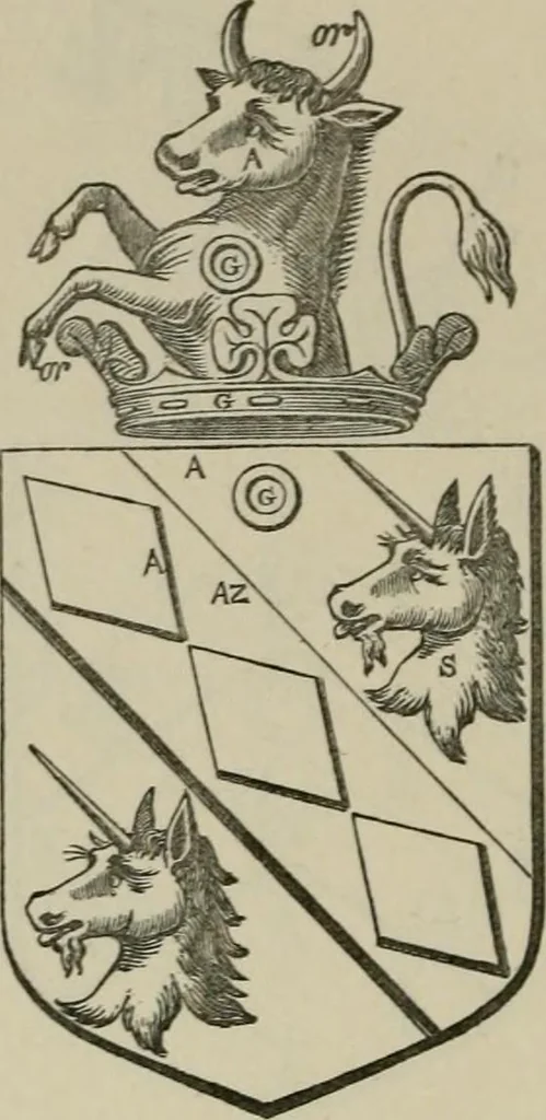 An illustration from The visitation of London : anno Domini 1633, 1634, and 1635. Made by Sr. Henry St. George, kt., Richmond herald, and deputy and marshal to Sr. Richard St. George, kt., Clarencieux king of armes, 1880, leaf 697