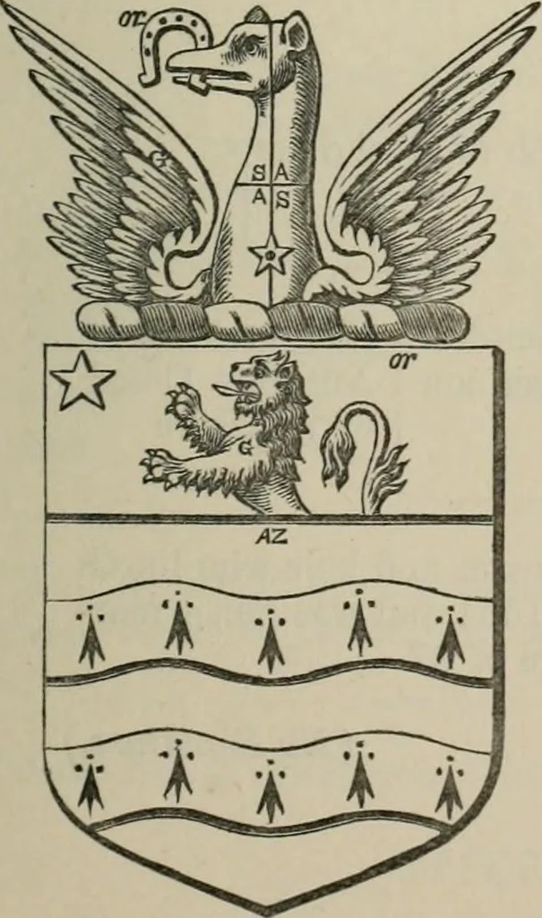 An illustration from The visitation of London : anno Domini 1633, 1634, and 1635. Made by Sr. Henry St. George, kt., Richmond herald, and deputy and marshal to Sr. Richard St. George, kt., Clarencieux king of armes, 1880, leaf 698