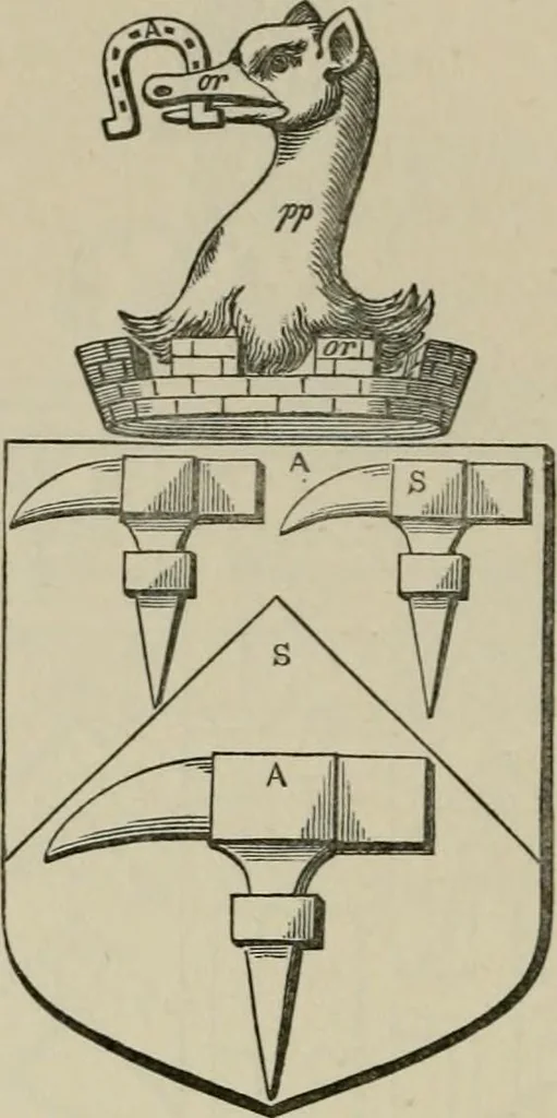 An illustration from The visitation of London : anno Domini 1633, 1634, and 1635. Made by Sr. Henry St. George, kt., Richmond herald, and deputy and marshal to Sr. Richard St. George, kt., Clarencieux king of armes, 1880, leaf 701