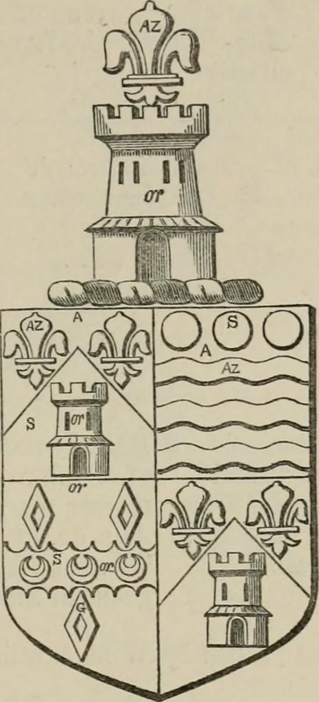 An illustration from The visitation of London : anno Domini 1633, 1634, and 1635. Made by Sr. Henry St. George, kt., Richmond herald, and deputy and marshal to Sr. Richard St. George, kt., Clarencieux king of armes, 1880, leaf 708