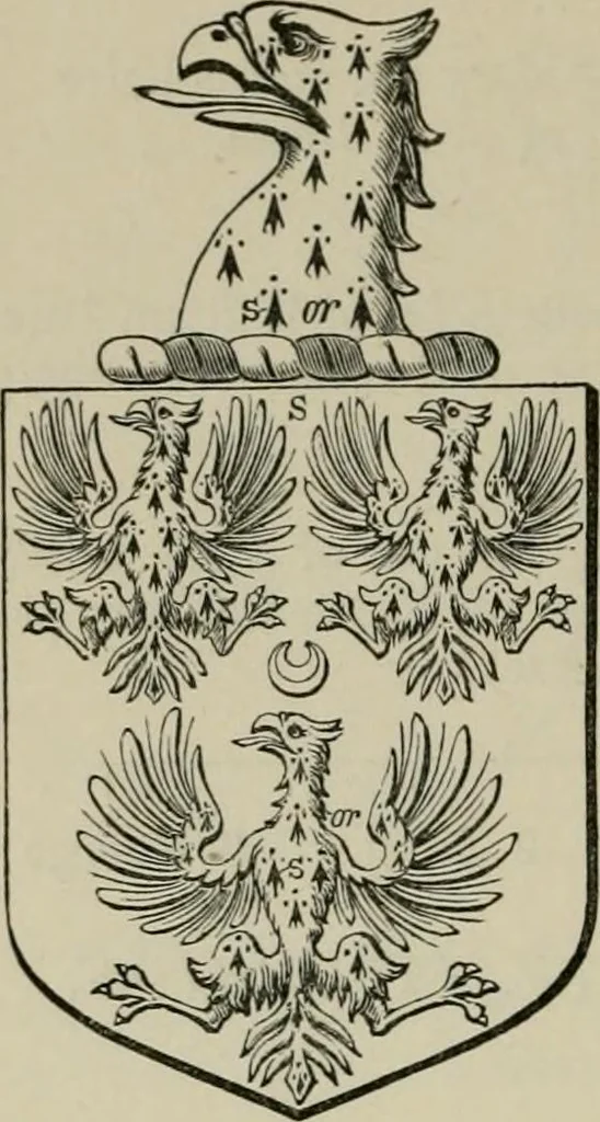 An illustration from The visitation of London : anno Domini 1633, 1634, and 1635. Made by Sr. Henry St. George, kt., Richmond herald, and deputy and marshal to Sr. Richard St. George, kt., Clarencieux king of armes, 1880, leaf 725