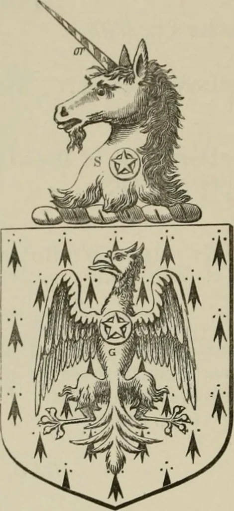 An illustration from The visitation of London : anno Domini 1633, 1634, and 1635. Made by Sr. Henry St. George, kt., Richmond herald, and deputy and marshal to Sr. Richard St. George, kt., Clarencieux king of armes, 1880, leaf 73
