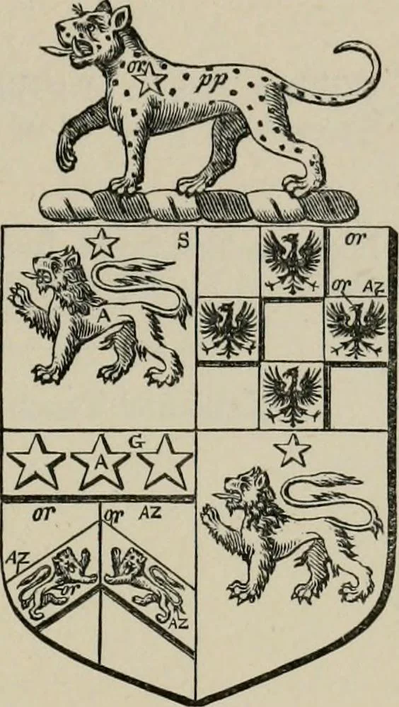 An illustration from The visitation of London : anno Domini 1633, 1634, and 1635. Made by Sr. Henry St. George, kt., Richmond herald, and deputy and marshal to Sr. Richard St. George, kt., Clarencieux king of armes, 1880, leaf 732