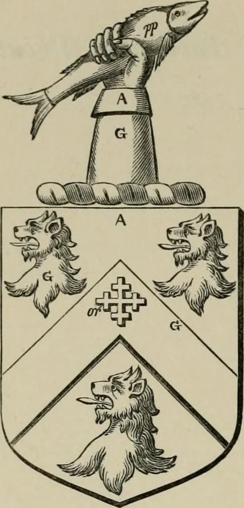 An illustration from The visitation of London : anno Domini 1633, 1634, and 1635. Made by Sr. Henry St. George, kt., Richmond herald, and deputy and marshal to Sr. Richard St. George, kt., Clarencieux king of armes, 1880, leaf 733