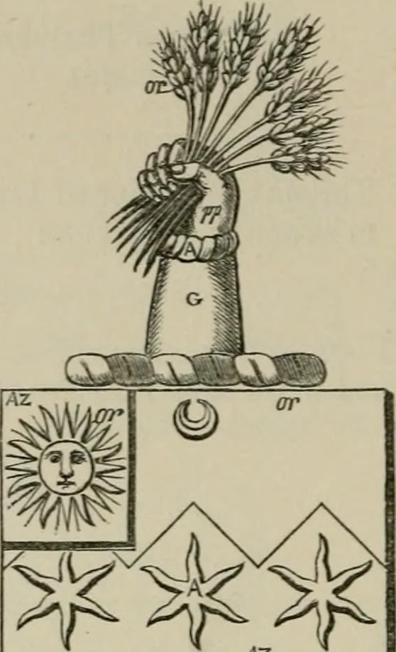 An illustration from The visitation of London : anno Domini 1633, 1634, and 1635. Made by Sr. Henry St. George, kt., Richmond herald, and deputy and marshal to Sr. Richard St. George, kt., Clarencieux king of armes, 1880, leaf 737