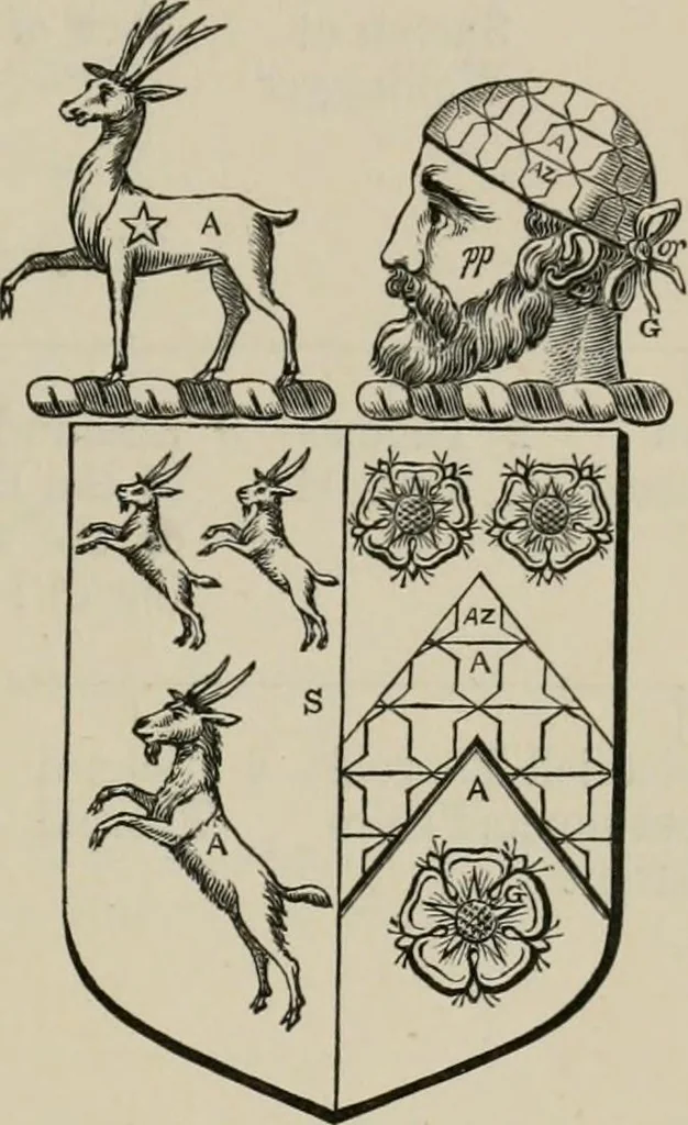 An illustration from The visitation of London : anno Domini 1633, 1634, and 1635. Made by Sr. Henry St. George, kt., Richmond herald, and deputy and marshal to Sr. Richard St. George, kt., Clarencieux king of armes, 1880, leaf 740